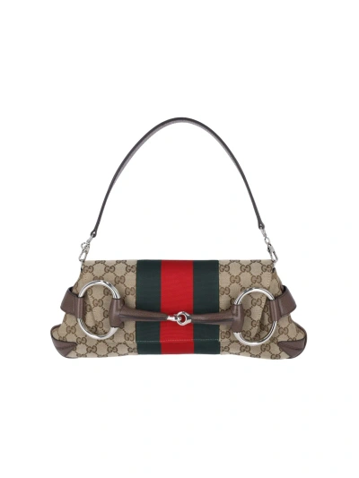 Gucci Medium Shoulder Bag "horsebit Chain" In Brown