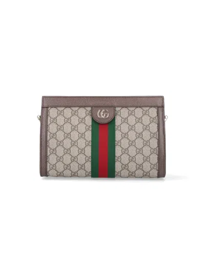 Gucci Medium Shoulder Bag "ophidia" In Sand
