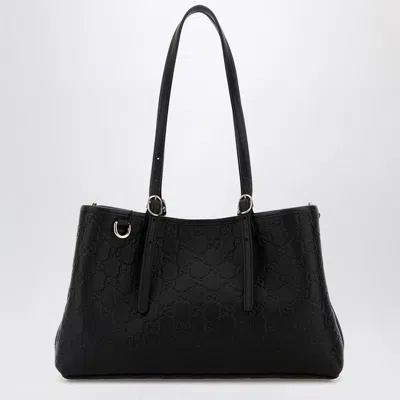 GUCCI GUCCI  MEDIUM-SIZED GG EMBLEM BLACK SHOPPING BAG