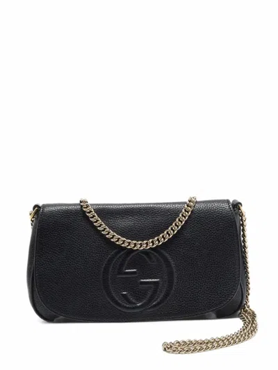 Pre-owned Gucci Medium Soho Disco Flap Shoulder Bag In Black
