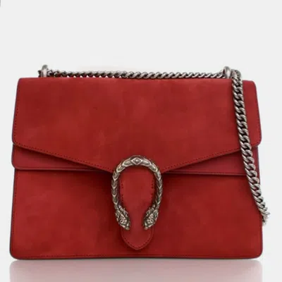 Pre-owned Gucci Medium Suede Dionysus In Red