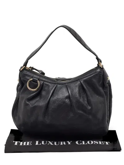 Pre-owned Gucci Medium Sukey Ssima Shoulder Bag In Black