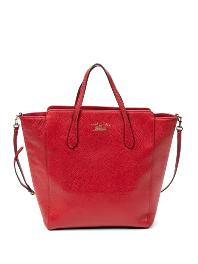 Pre-owned Gucci Medium Swing Tote Bag In Red