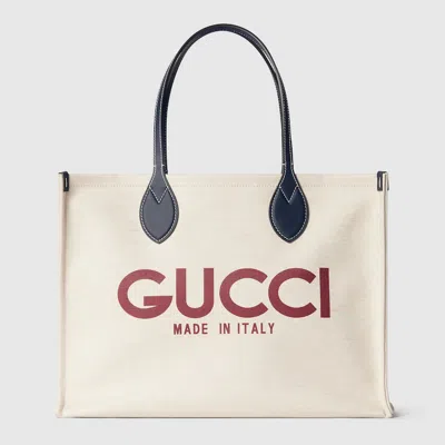 Gucci Medium Tote Bag With  Print In White