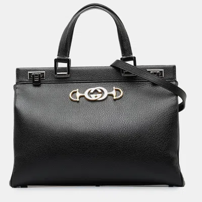 Pre-owned Gucci Medium Zumi Top Handle Bag In Black