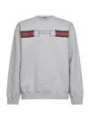 Gucci Men Grey Crewneck Sweatshirt With Logo Detail On The Front In Cotton Man In Gray