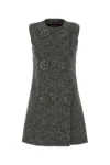 Gucci Melange Grey Wool Blend Mini Dress In Multi