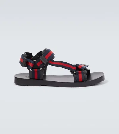 Gucci Melech Leather-lined Canvas Sandals In Black