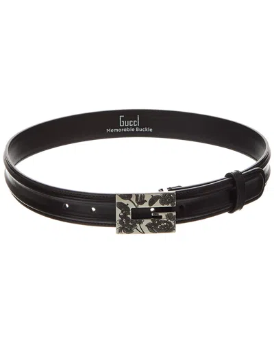 Gucci Memorable Buckle Leather Belt In Black