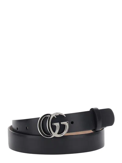 Gucci Men 3cm Gg Running Silver In Black