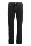 Gucci Men Web Turn-up Slim-fit Jeans In Black