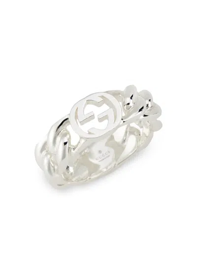 Gucci Men's 7mm Interlocking Ring In Silver