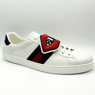 Pre-owned Gucci Men's Ace Blind For Love White Leather Sneaker 15g/us 15.5 470012 9070
