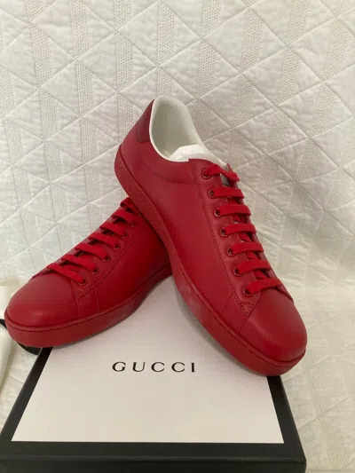 Pre-owned Gucci Men's Ace 'interlocking Sneakers Shoes Red Uk10 Us 10.5 Only $350
