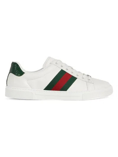 GUCCI MEN'S ACE LEATHER LOW-TOP SNEAKERS