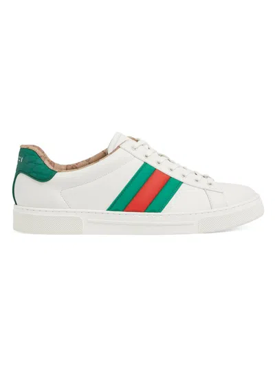 Gucci Ace Leather Low-top Sneakers In Animal Print