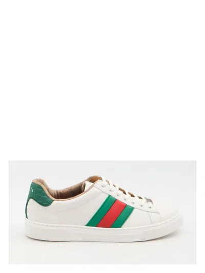 GUCCI MEN'S ACE SNEAKERS WITH WEB DETAIL