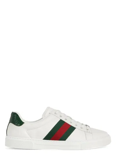 Gucci Men's Ace White/green Leather Low Trainer Sneaker | Size 5 | 757892aacag
