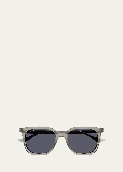 Gucci Men's Acetate And Nylon Rectangle Sunglasses In Gray