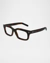 Gucci Men's Acetate Optical Frames With Magnetic Sunglasses Clip In Shiny Medium Brown Havana