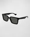 Gucci Men's Acetate Rectangle Sunglasses In Shiny Black
