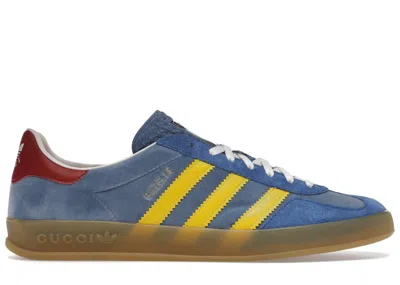 Pre-owned Gucci Men's Adidas X  Gazelle Sneakers In Blue/yellow/red In Multi