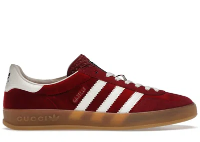 Pre-owned Gucci Men's Adidas X  Gazelle Sneakers In Red/white In Multi