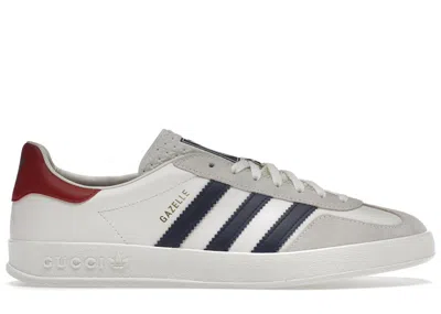 Pre-owned Gucci Men's Adidas X  Gazelle Sneakers In White/navy Blue/red