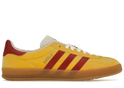 Pre-owned Gucci Men's Adidas X  Gazelle Sneakers In Yellow/red/white In Multi