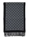 Gucci Men Gg Logo Scarf In Gray