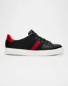 Gucci Men & Apos;s Ace Leather Web Low-top Sneakers In Black