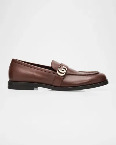 Gucci Dark Brown Logo Loafers