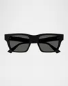 Gucci Web-stripe Square-frame Sunglasses In Black