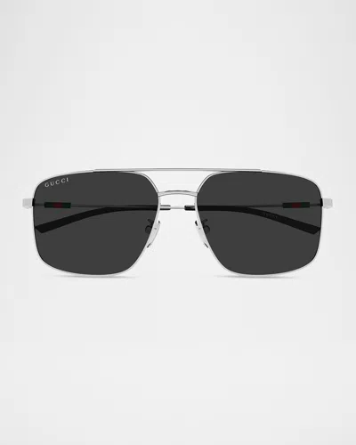 Gucci Men & Apos;s Gg2096sa-001 Metal Rectangle Sunglasses In Green