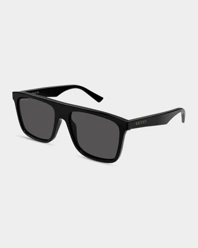 Gucci Black-black-grey Acetate Sunglasses