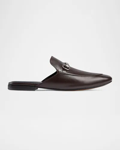 Gucci Men & Apos;s Leather Horsebit Mules In Black