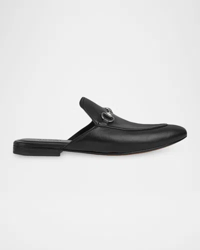 Gucci Men & Apos;s Leather Horsebit Mules In Blue