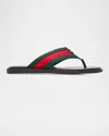 Gucci Web Stripe-embellished Flip Flops In Multi
