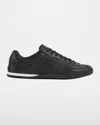 Gucci Men Black Low Top Sneakers With Web Tongue In Leather Man In Black
