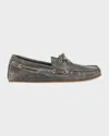 Gucci Gg Logo Leather Loafer In Gray