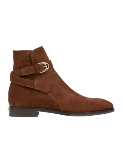 Gucci Men's Ankle Boot With Buckle In Brown