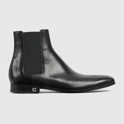 Gucci Men's Ankle Boot With Elastic Insert In Black
