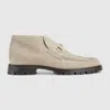 Gucci Men's Sylke Suede Bit Lug-sole Chukka Boots In Beige