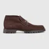 Gucci Men's Sylke Suede Bit Lug-sole Chukka Boots In Brown