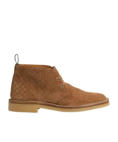 GUCCI GUCCI WEB DETAILED ANKLE BOOTS