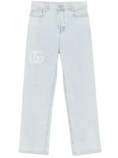 Gucci Men Baggy Jeans In Multicolor