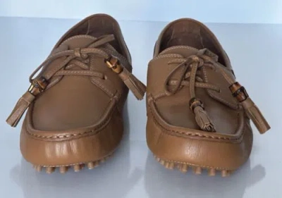 Pre-owned Gucci Men's Bamboo Tassel Leather Driver Loafers Brown 9 Us (8.5g) 367923 It