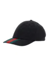 Gucci Original Gg Fabric Baseball Cap With Web Ribbon In Black
