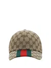 Gucci Men Beige And Ebony Baseball Cap With Web Detail In Gg Supreme Canvas Man