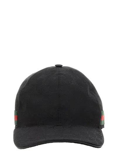 Gucci Original Gg Canvas Baseball Hat With Web In Brown